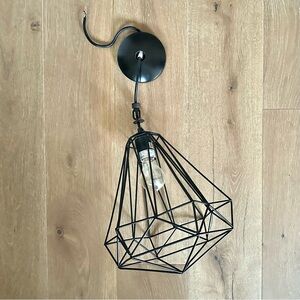 Black Geometric Metal Cage Single Light Pendant